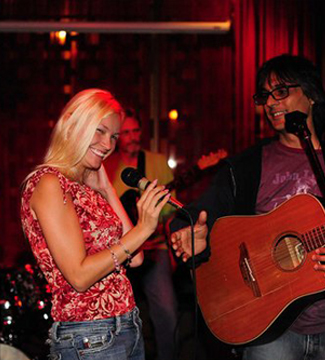 Performing with Robi Banerji in Los Angeles, California.